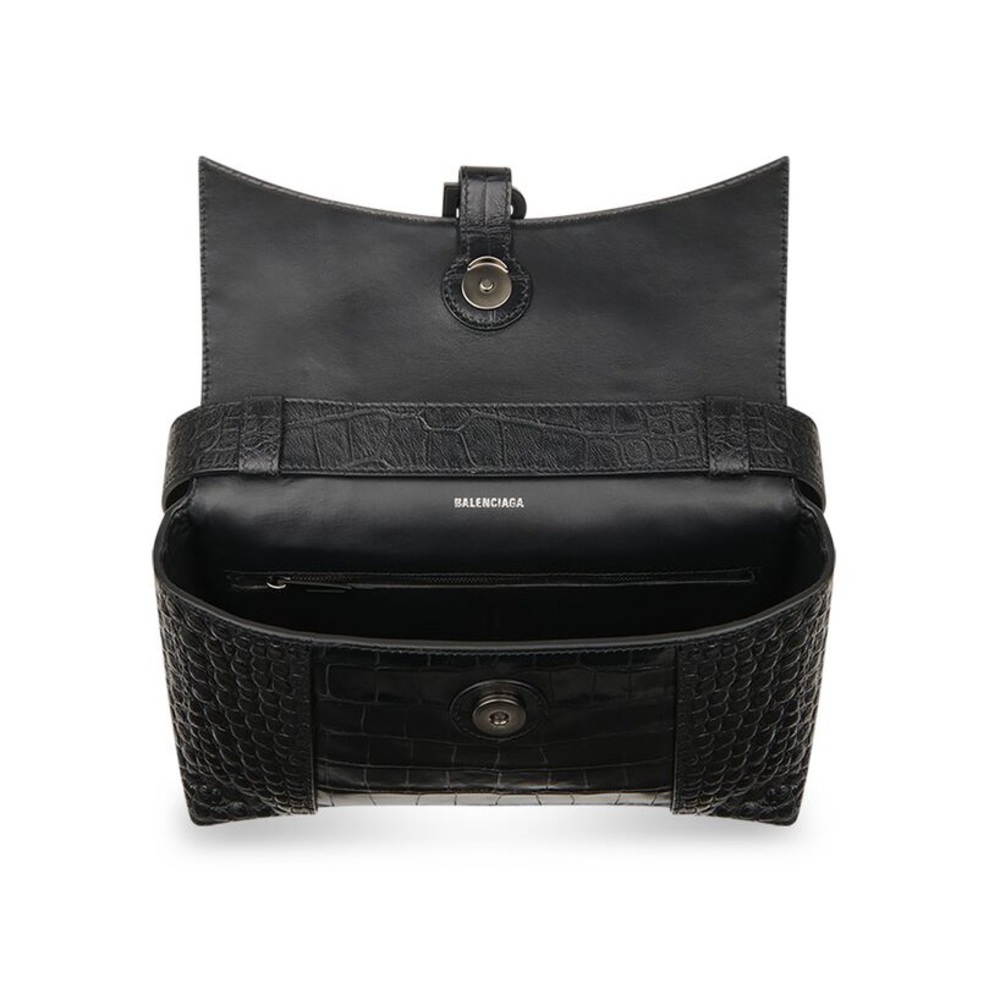 Balenciaga Black Croc XS Soft Hourglass Bag - Picture 12 of 15